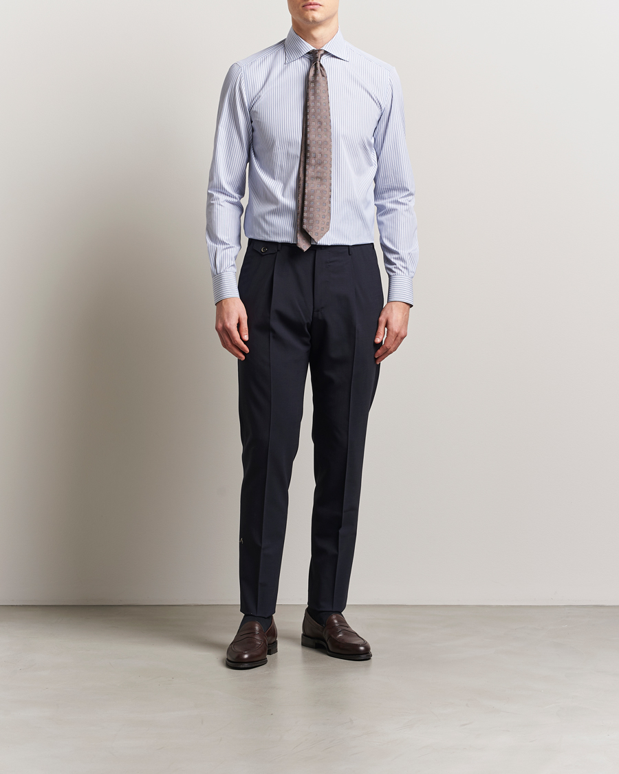 Herren | Hemden | Kiton | Slim Fit Dress Shirt Light Blue Stripe