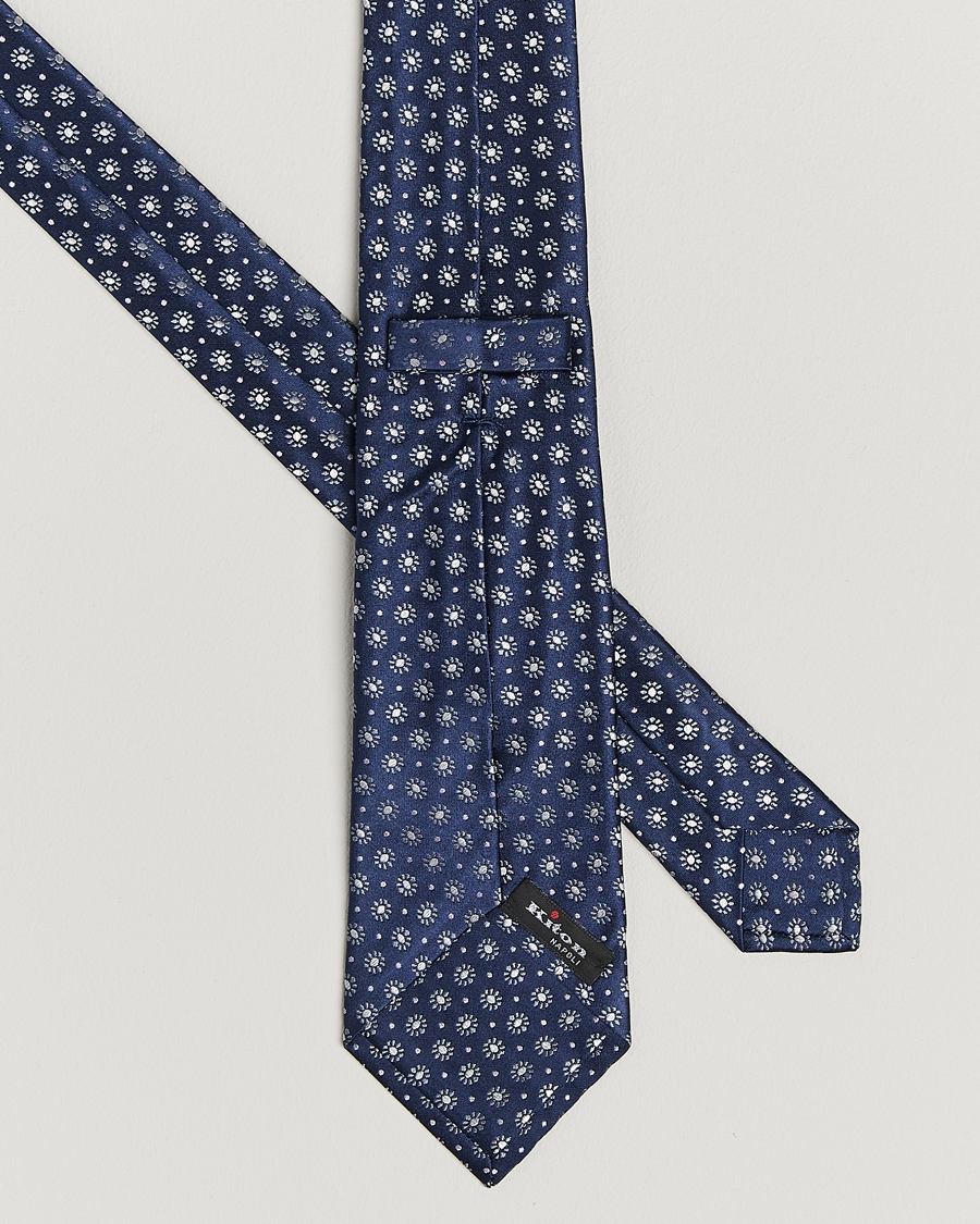Herren | Krawatten | Kiton | Flower Jacquard Silk Tie Navy