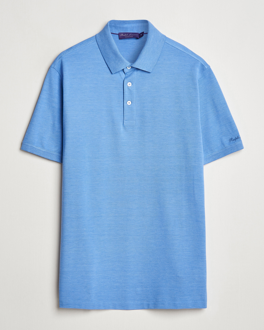 Herren | Poloshirts | Ralph Lauren Purple Label | Cotton/Silk Short Sleeve Polo Cornflower