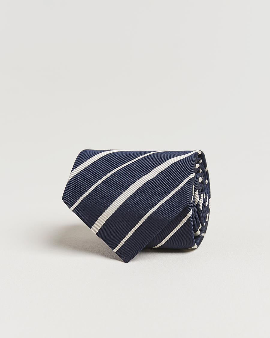 Herren | Krawatten | Ralph Lauren Purple Label | Repp Stripe Silk Tie Navy