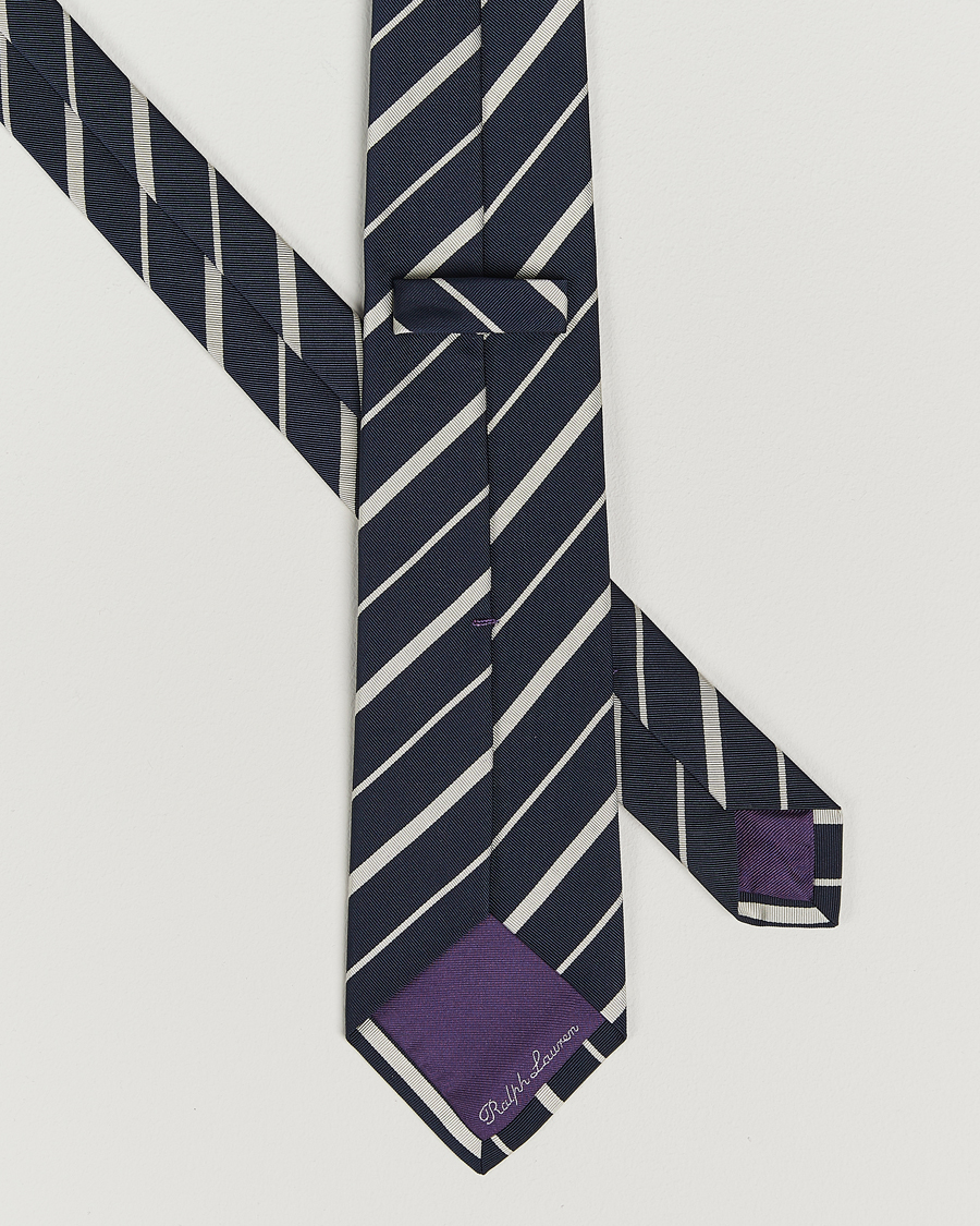 Herren | Krawatten | Ralph Lauren Purple Label | Repp Stripe Silk Tie Navy