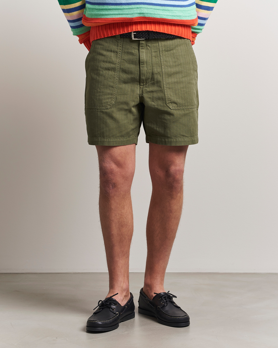 Herren | Shorts | Drake's | Fatigue Cotton Shorts Olive