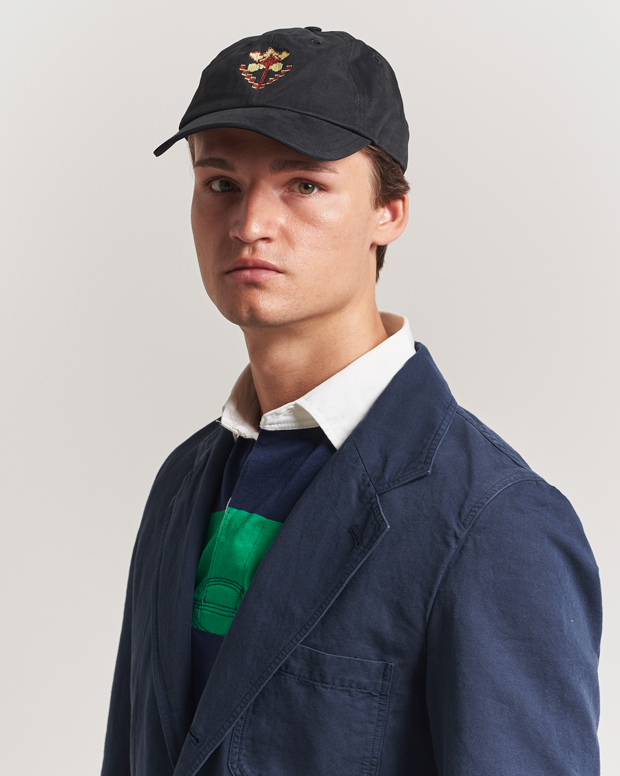 Herren | Hüte & Mützen | Drake's | Flower Embroidered Cap Black