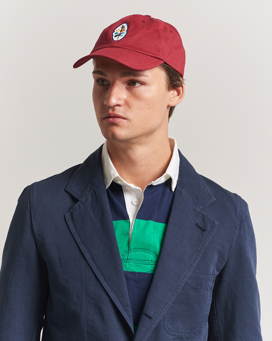 Herren | Hüte & Mützen | Drake's | Stem Flower Baseball Cap Maroon