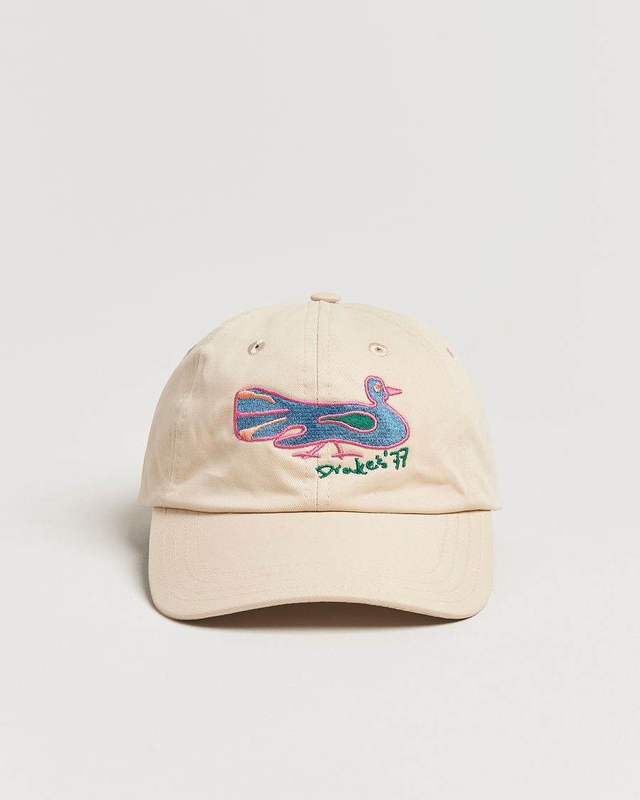 Herren | Hüte & Mützen | Drake's | Peacock Embroidered Cap Ecru