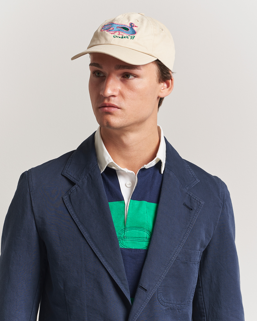 Herren | Hüte & Mützen | Drake's | Peacock Embroidered Cap Ecru