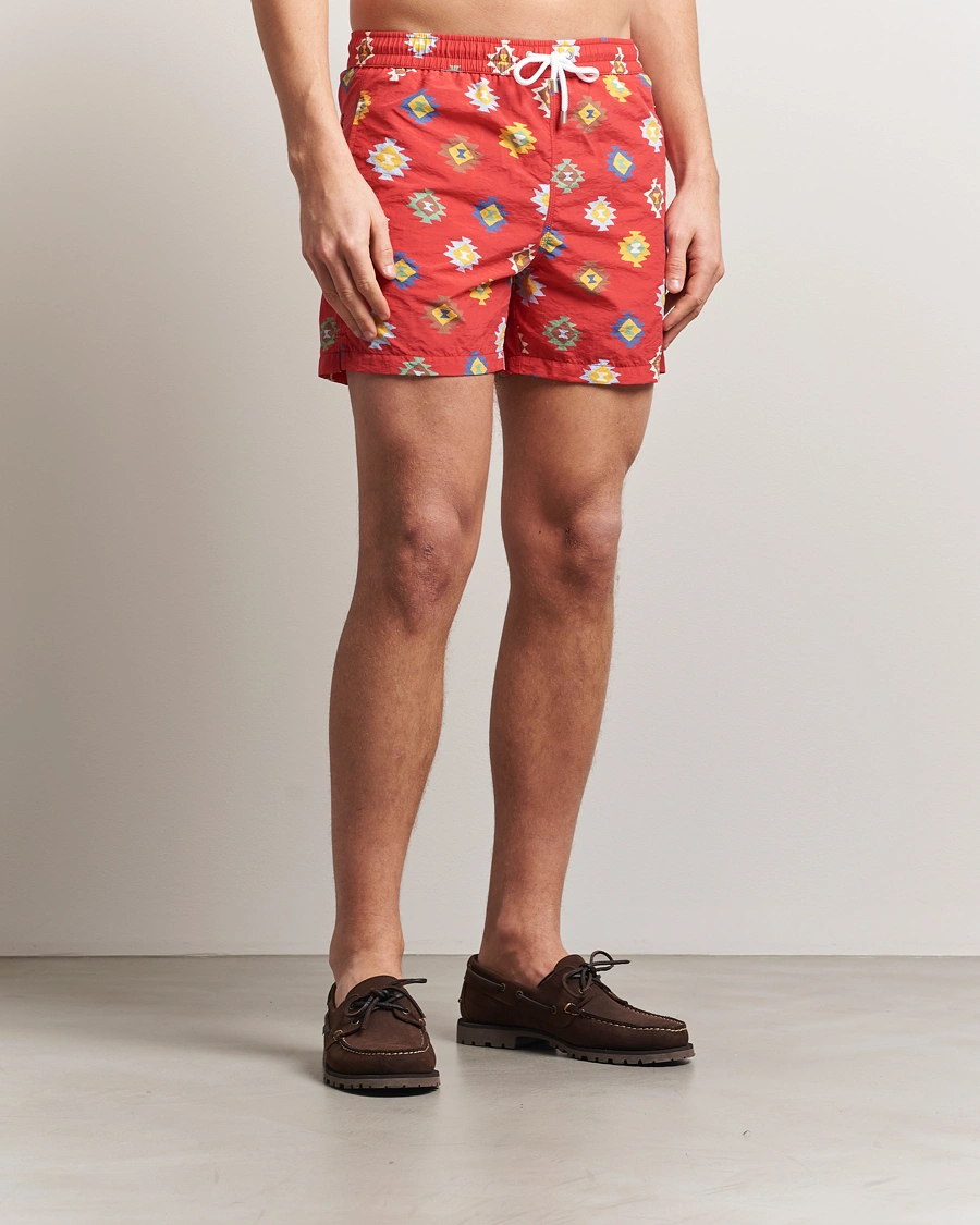 Herren | Badehosen | Drake's | Kelim Drawstring Swimshorts Red
