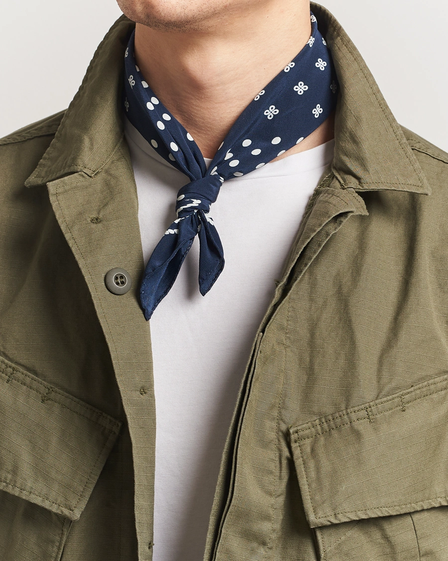 Herren | Tücher | Drake's | Robe Border Silk Bandana Navy