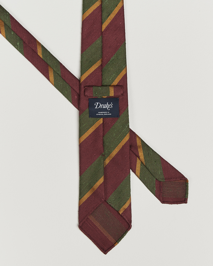 Herren | Krawatten | Drake's | Shantung Multi Stripe Silk Tie Burgundy