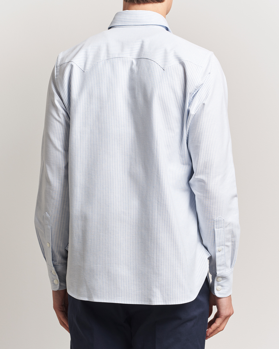 Herren | Hemden | Drake's | Oxford Stripe Western Fun Shirt Light Blue