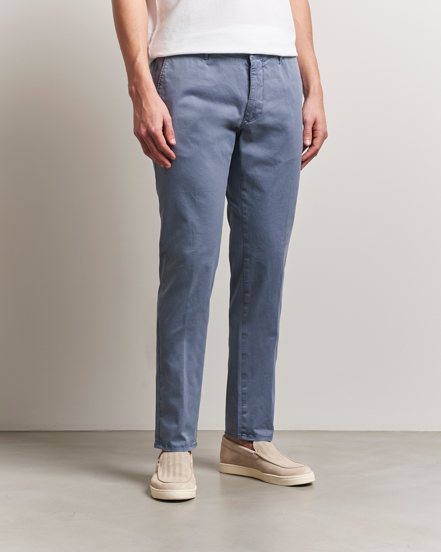 Herren | Hosen | Incotex | Slim Fit Garment Dyed Slacks Blue