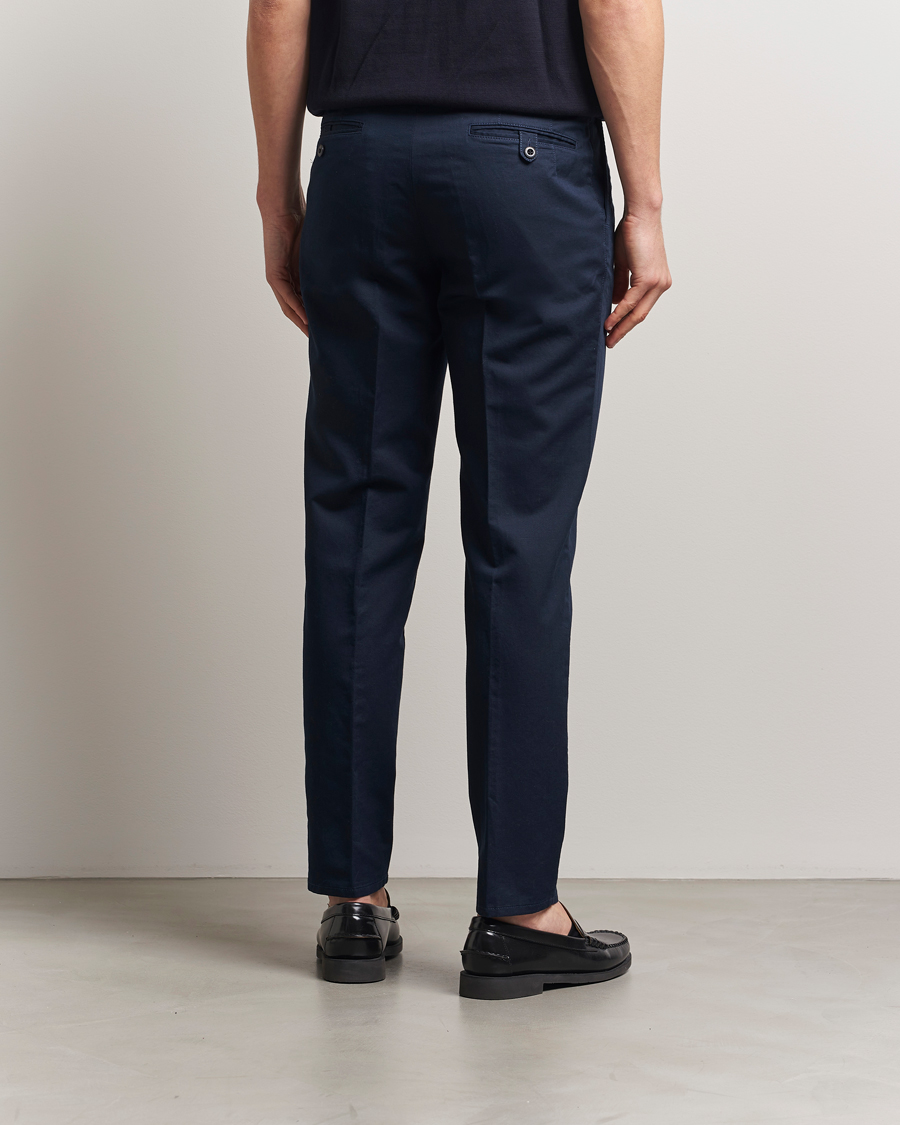 Herren | Hosen | Incotex | Tapered Fit Pleated Linen Slacks Navy