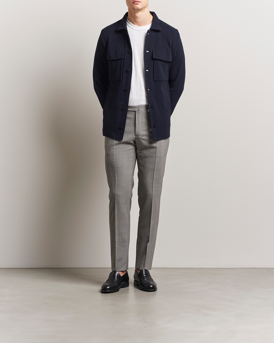 Herren | Hosen | Incotex | Slim Fit Micro Houndstooth Wool Trousers Light Grey