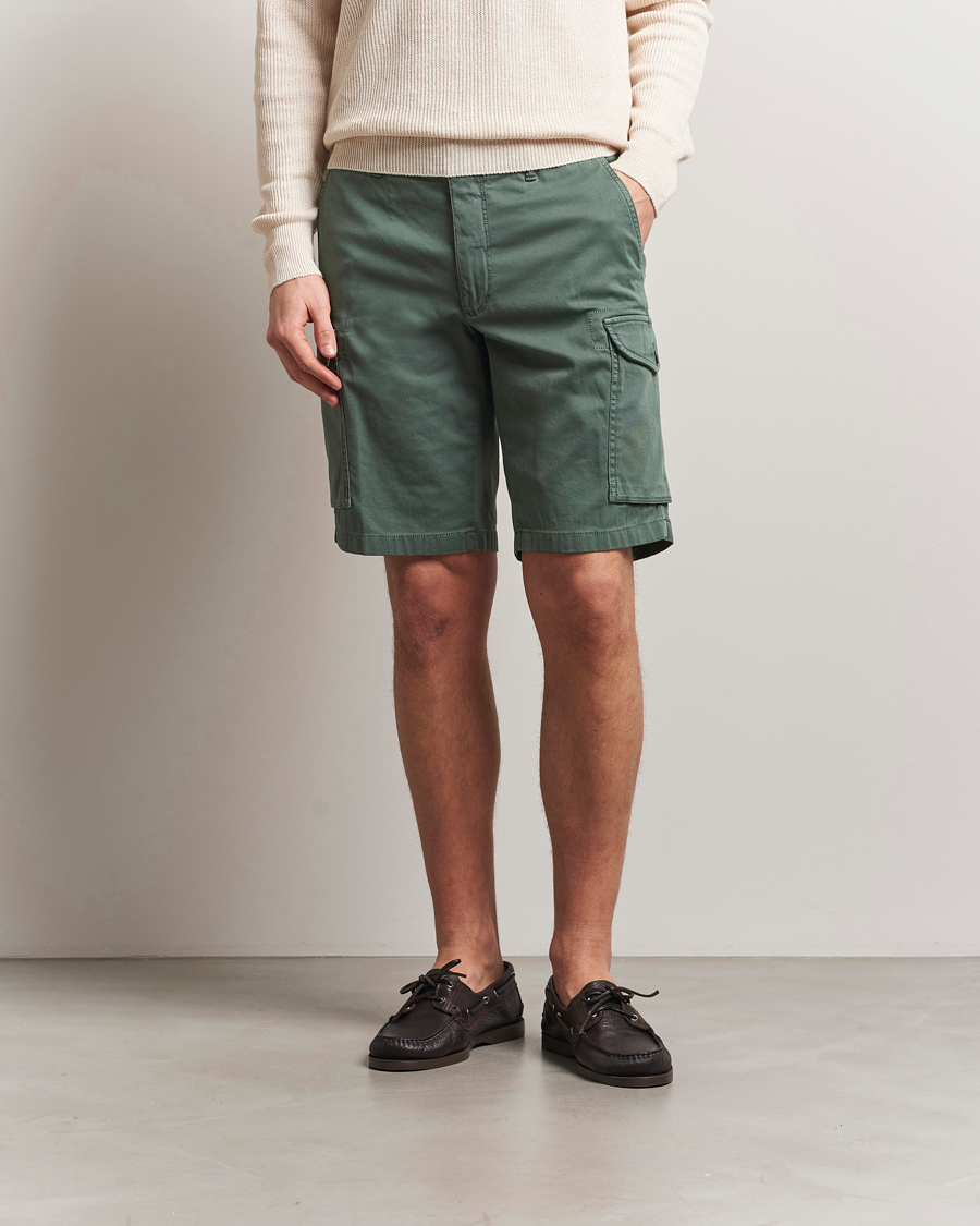 Herren | Shorts | Incotex | Cotton Cargo Shorts Bottle Green