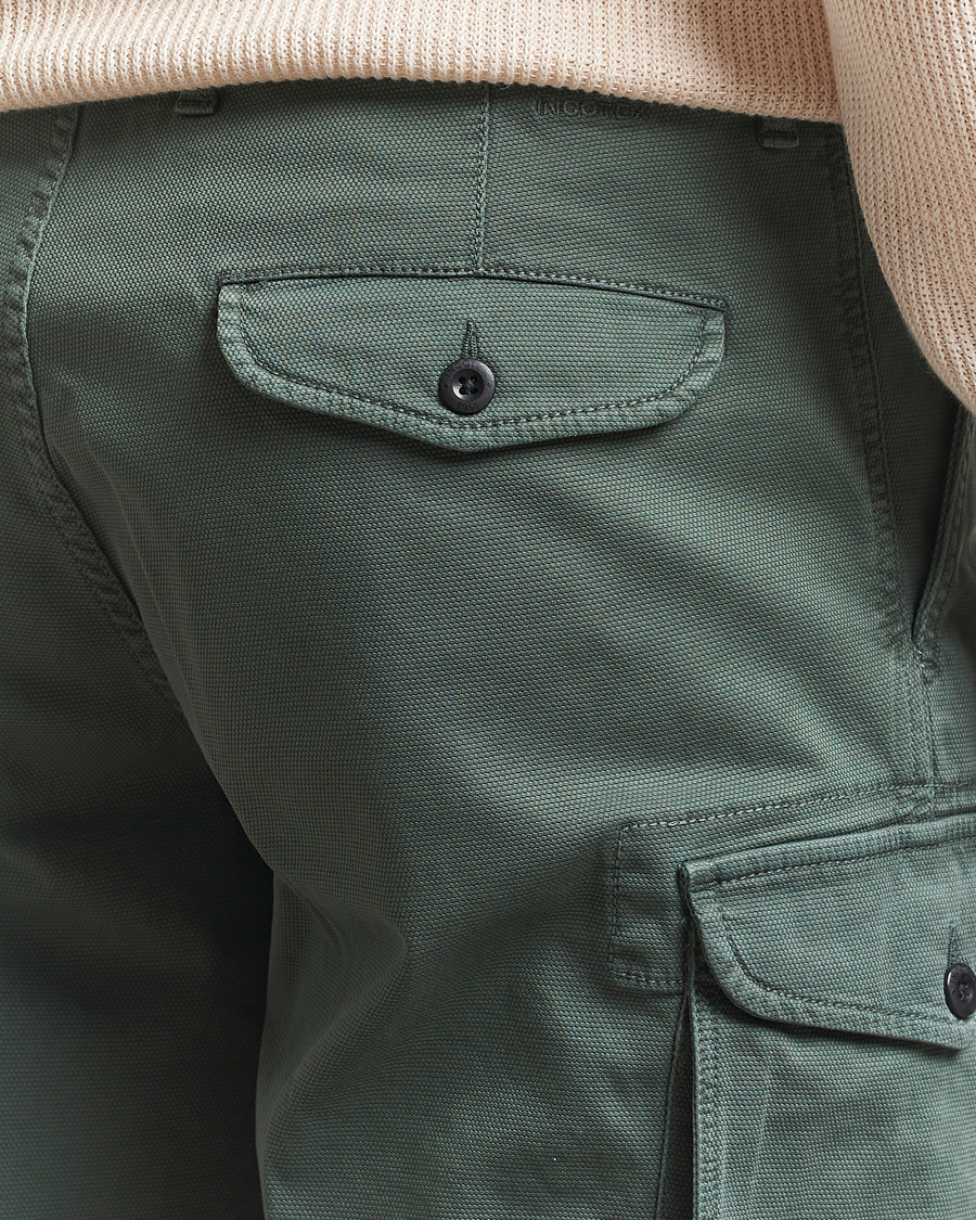 Herren | Shorts | Incotex | Cotton Cargo Shorts Bottle Green