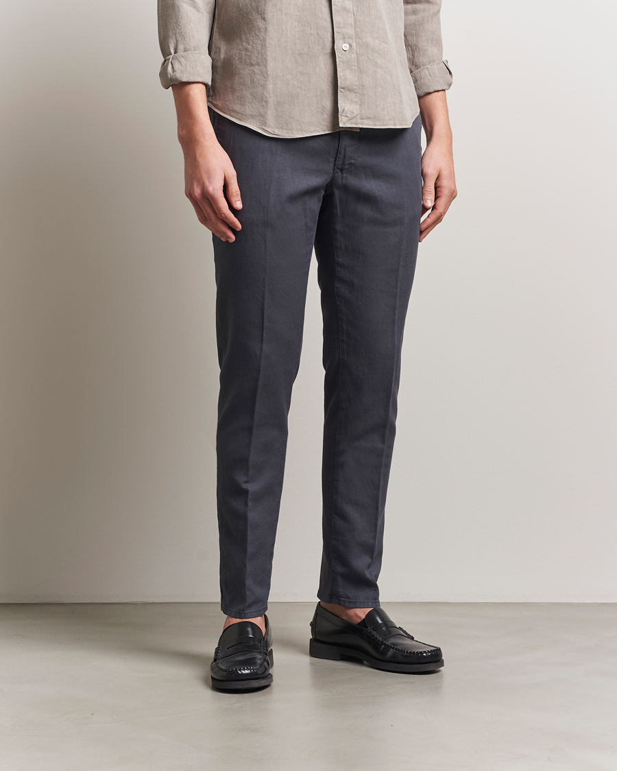 Herren | Hosen | Incotex | Slim Fit Basket Weave Cotton Slacks Dark Grey