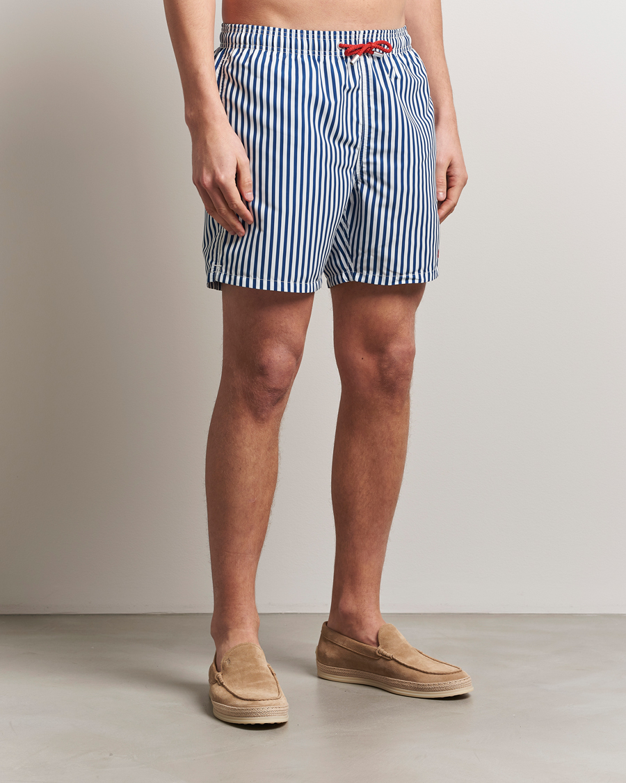 Herren | Badehosen | MC2 Saint Barth | Printed Nylon Swim Shorts Dark Blue Stripes