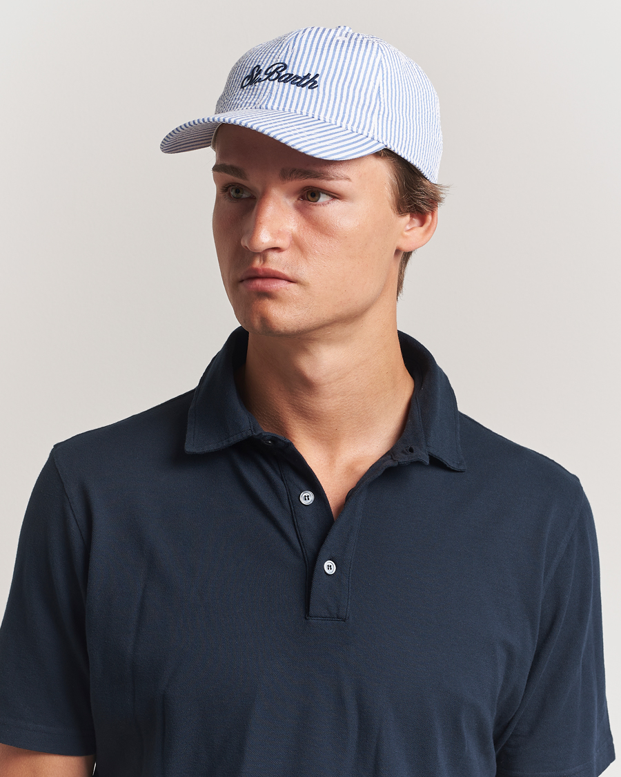 Herren | Hüte & Mützen | MC2 Saint Barth | Seersucker Baseball Cap Blue Stripes