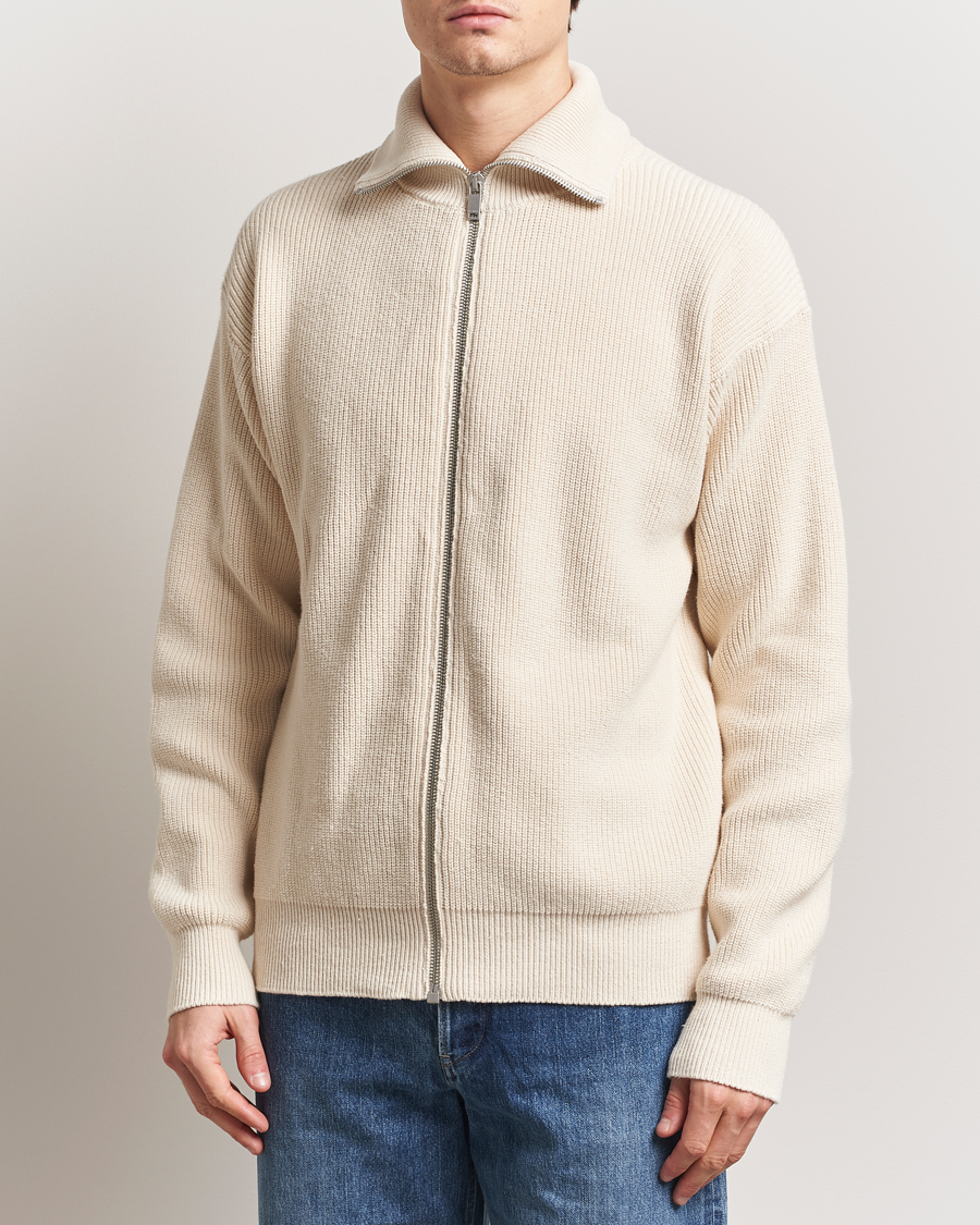 Herren | Pullover | Jil Sander | Rib Full Zip Cardigan Porcelain