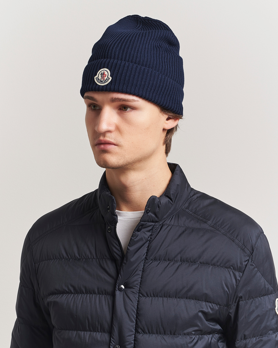 Herren | Mützen | Moncler | Ribbed Wool Beanie Navy