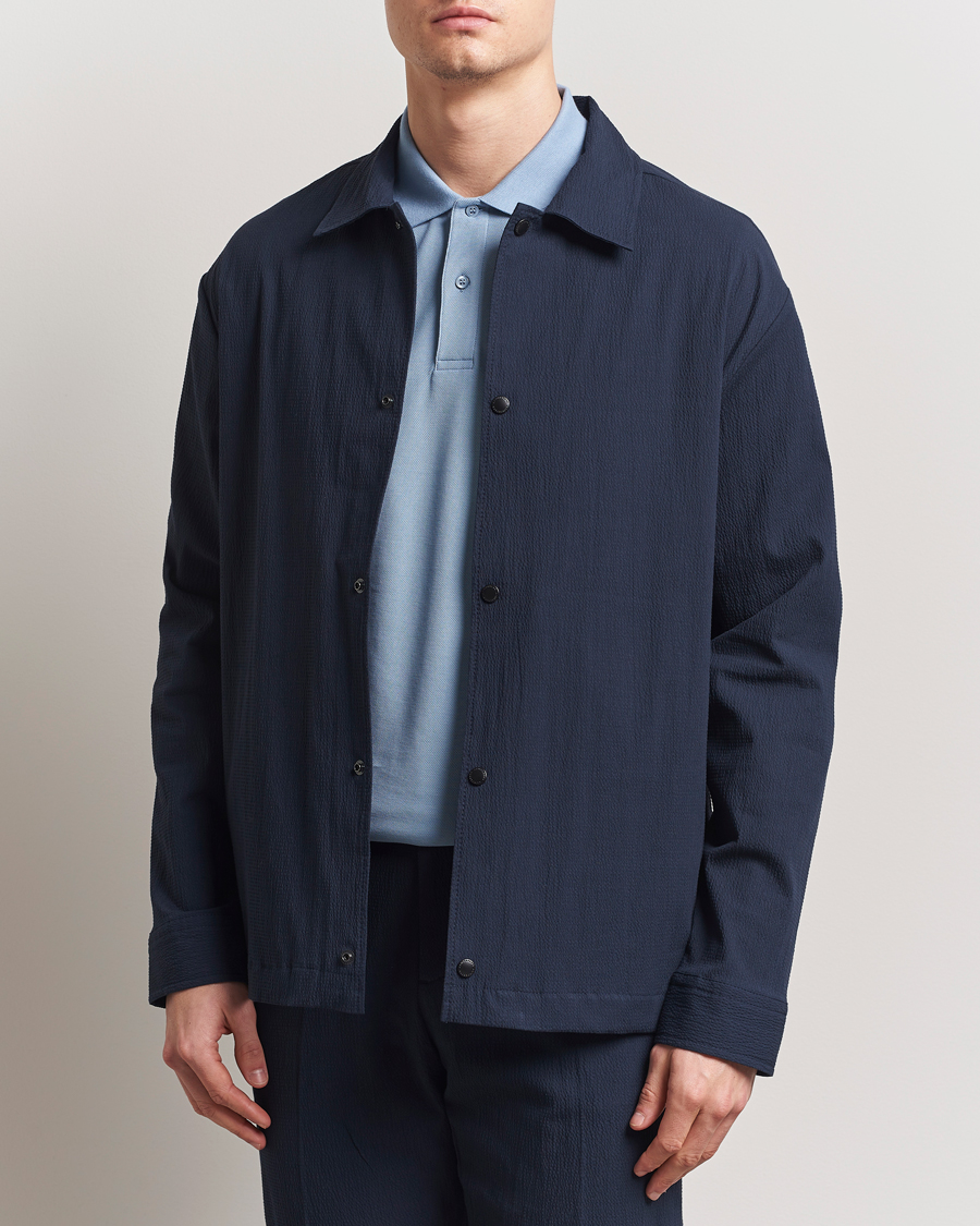 Herren | Hemden | J.Lindeberg | Celian Seersucker Overshirt Navy