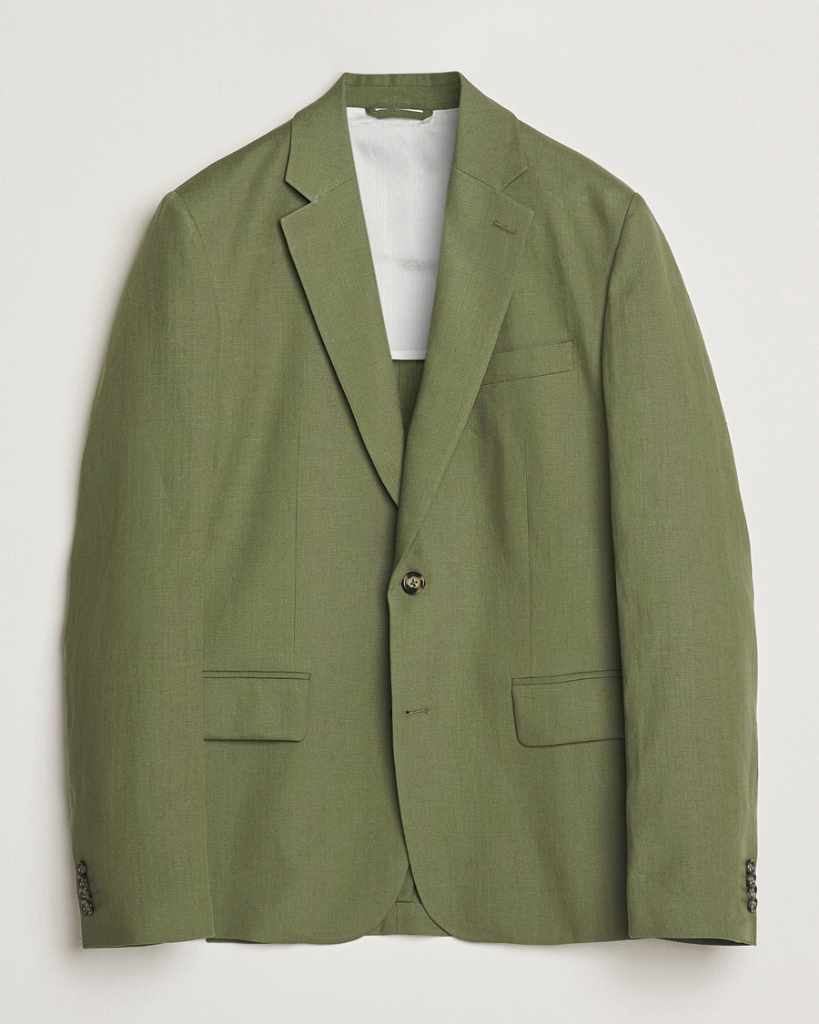 Herren | Sakkos | J.Lindeberg | Elton Unlined Super Linen Blazer Olivinie