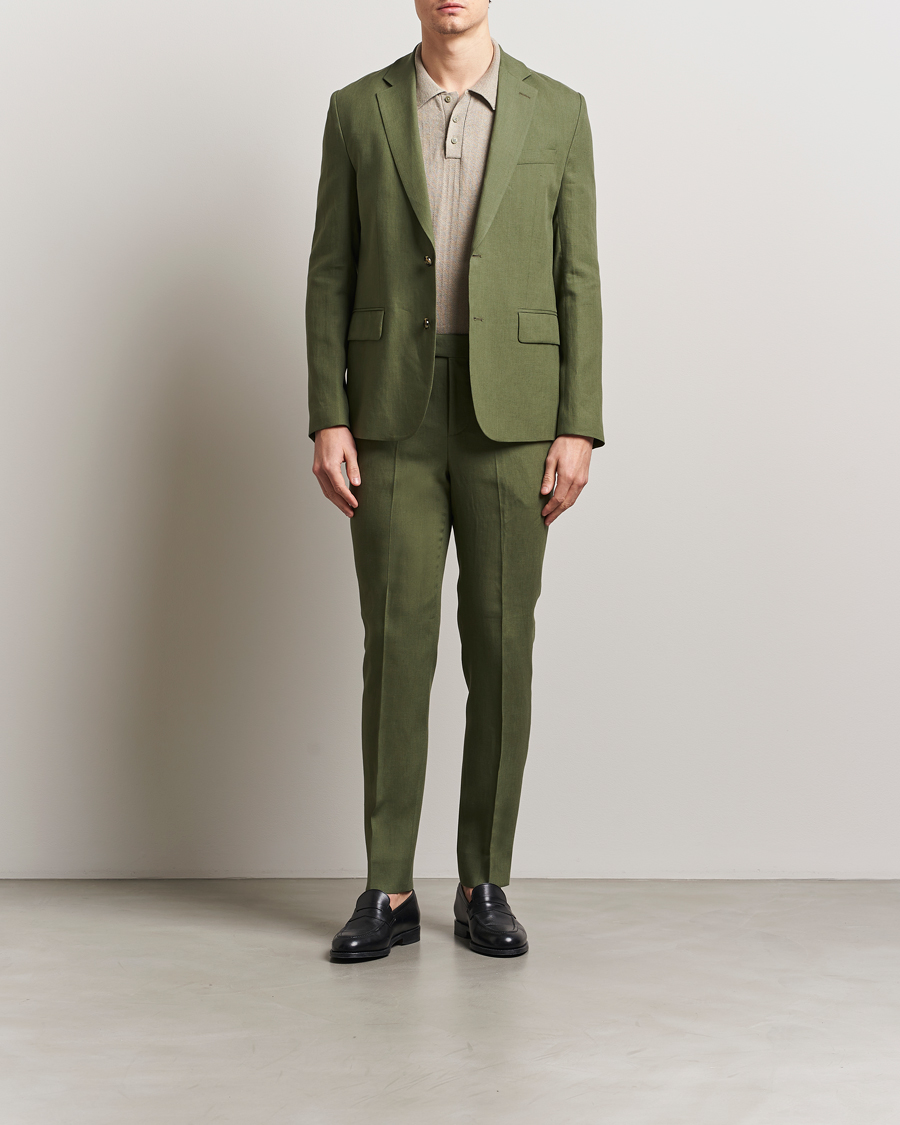 Herren | Sakkos | J.Lindeberg | Elton Unlined Super Linen Blazer Olivinie
