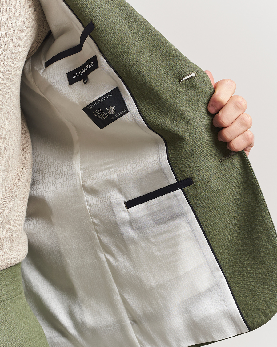 Herren | Sakkos | J.Lindeberg | Elton Unlined Super Linen Blazer Olivinie