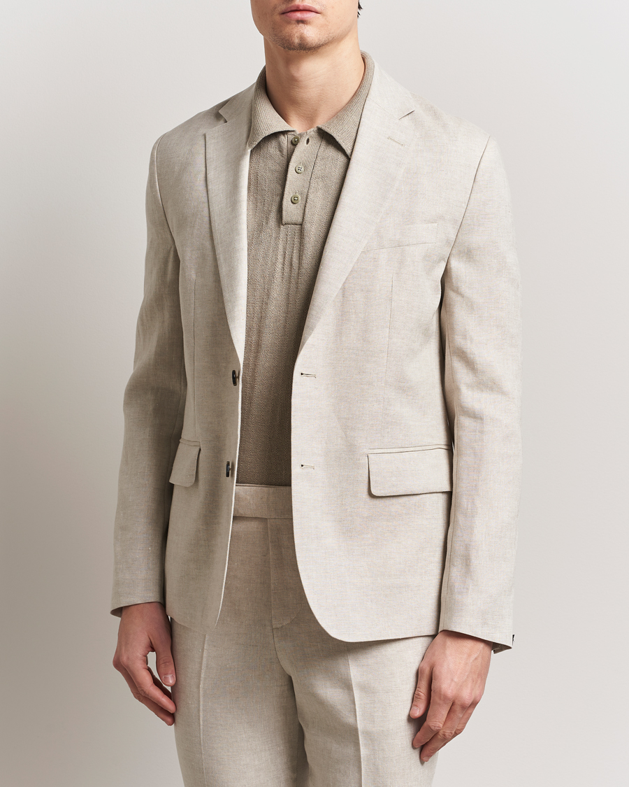 Herren | Sakkos | J.Lindeberg | Elton Unlined Super Linen Blazer Moonbeam