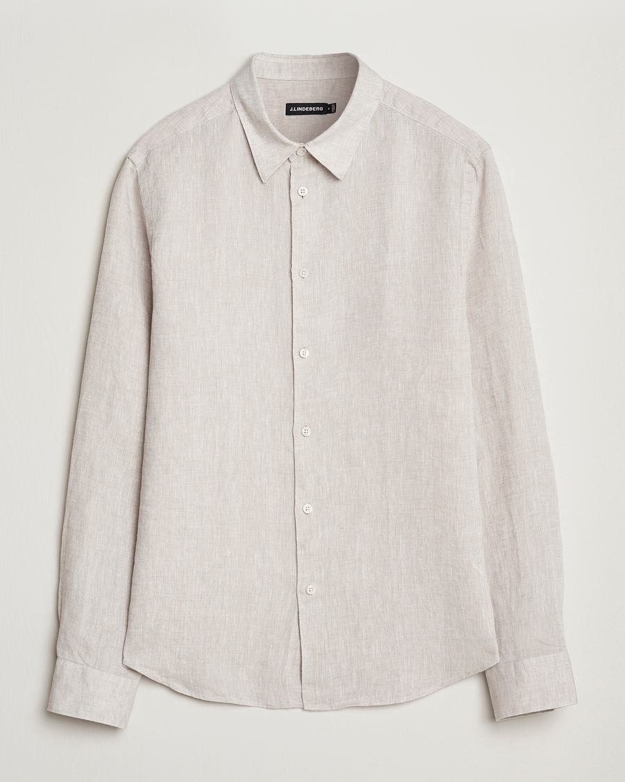 Herren | Hemden | J.Lindeberg | Slim Linen Melange Shirt Moonbeam
