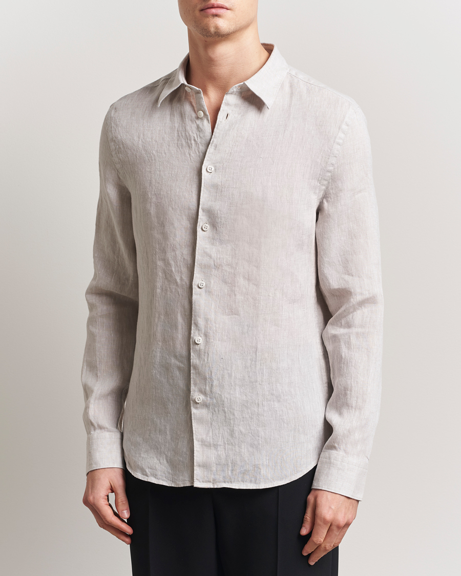Herren | Hemden | J.Lindeberg | Slim Linen Melange Shirt Moonbeam