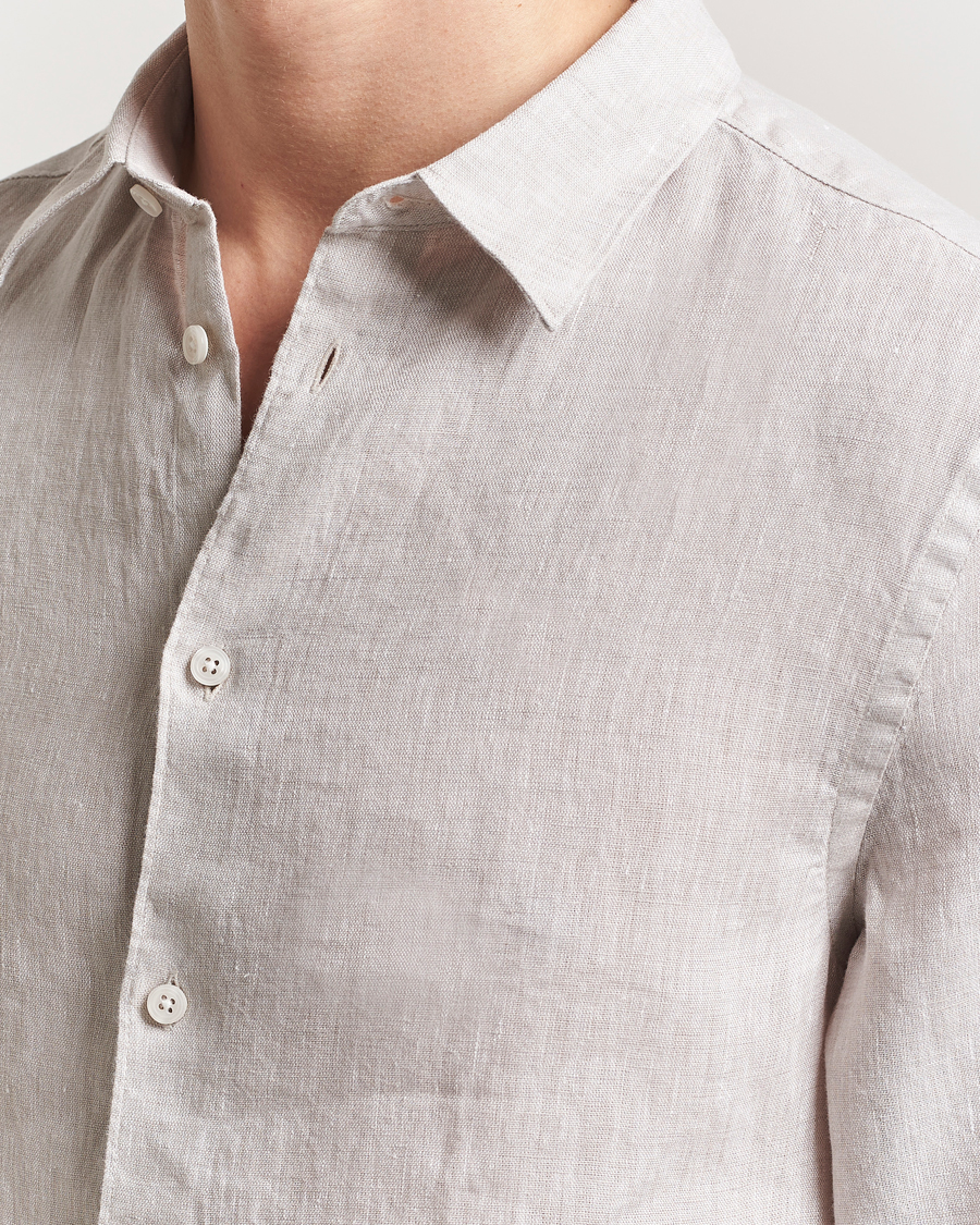 Herren | Hemden | J.Lindeberg | Slim Linen Melange Shirt Moonbeam