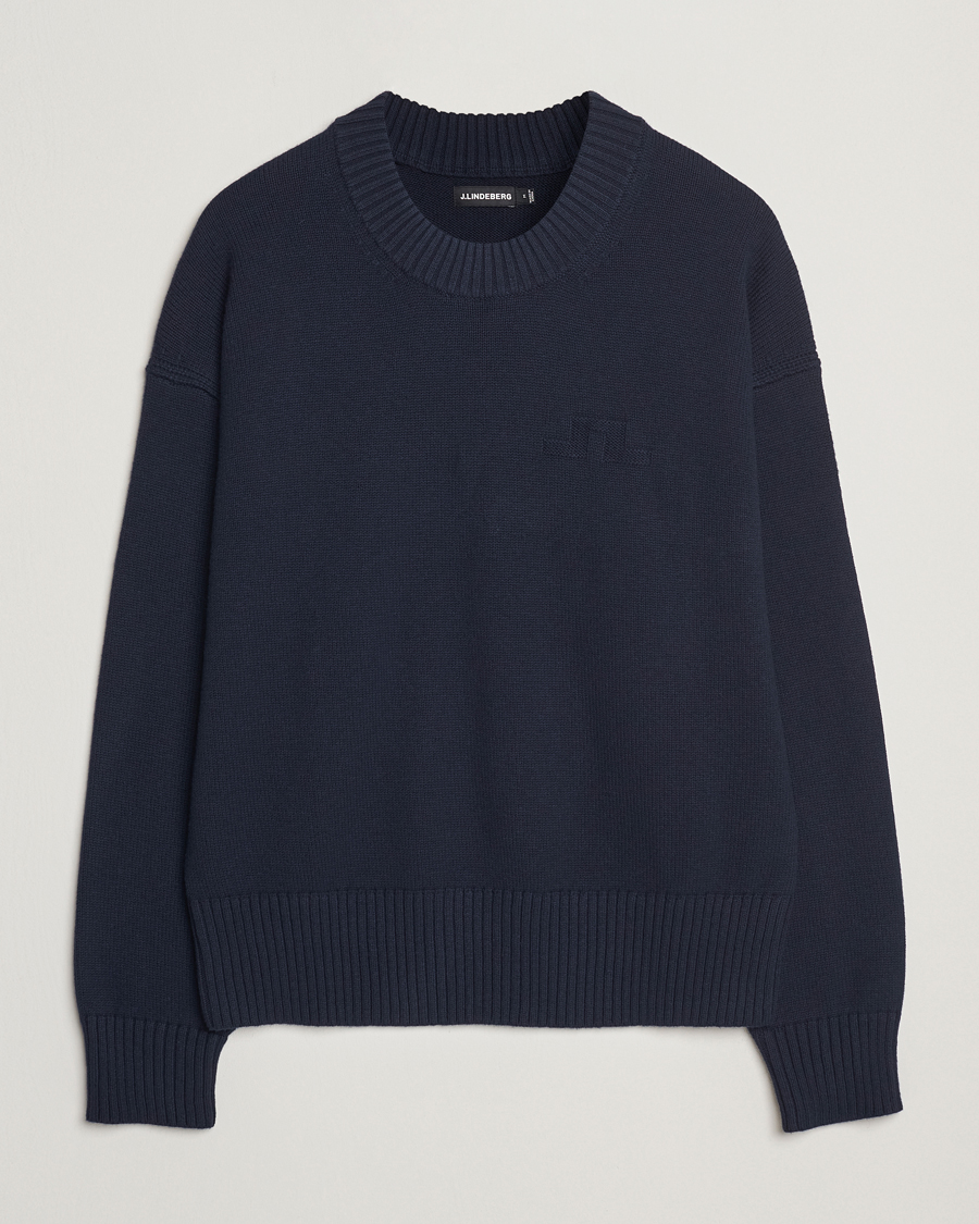 Herren | Pullover | J.Lindeberg | Eddy Cotton/Wool Crewneck Navy