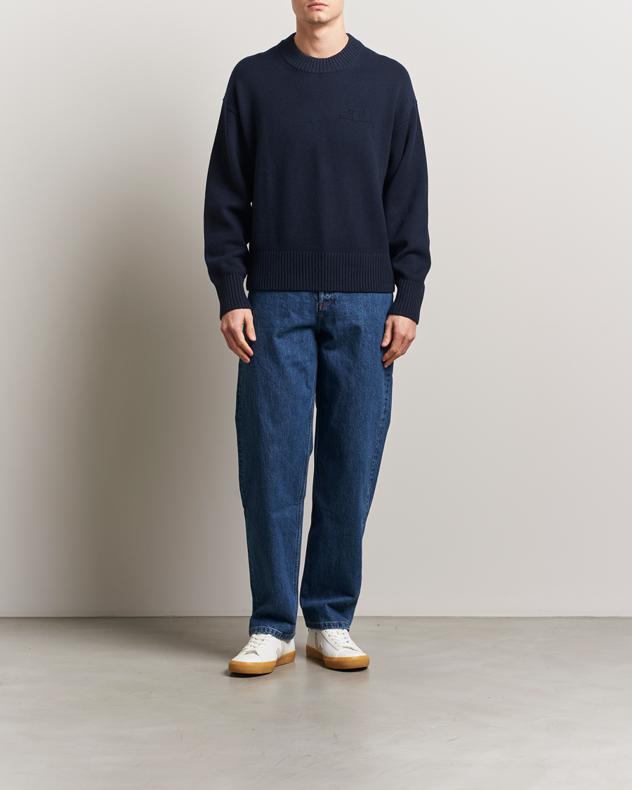 Herren | Pullover | J.Lindeberg | Eddy Cotton/Wool Crewneck Navy