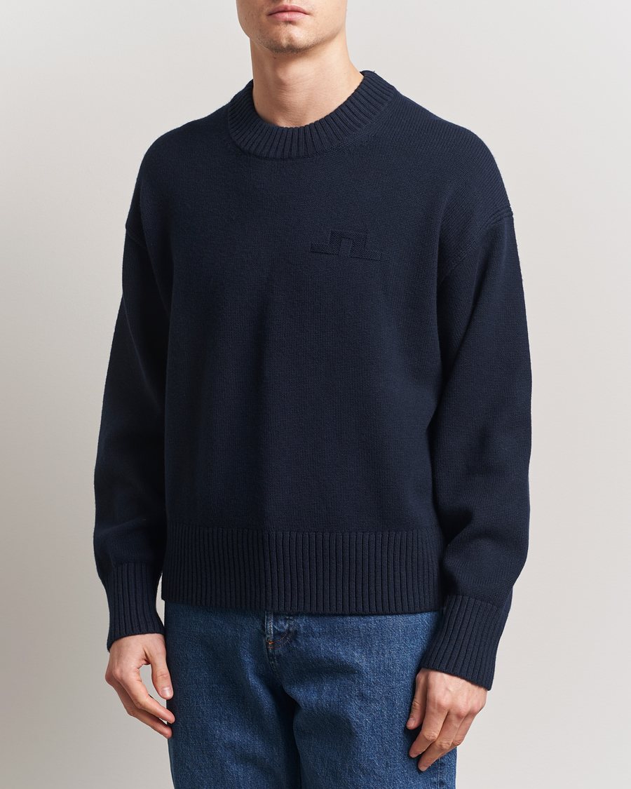 Herren | Pullover | J.Lindeberg | Eddy Cotton/Wool Crewneck Navy