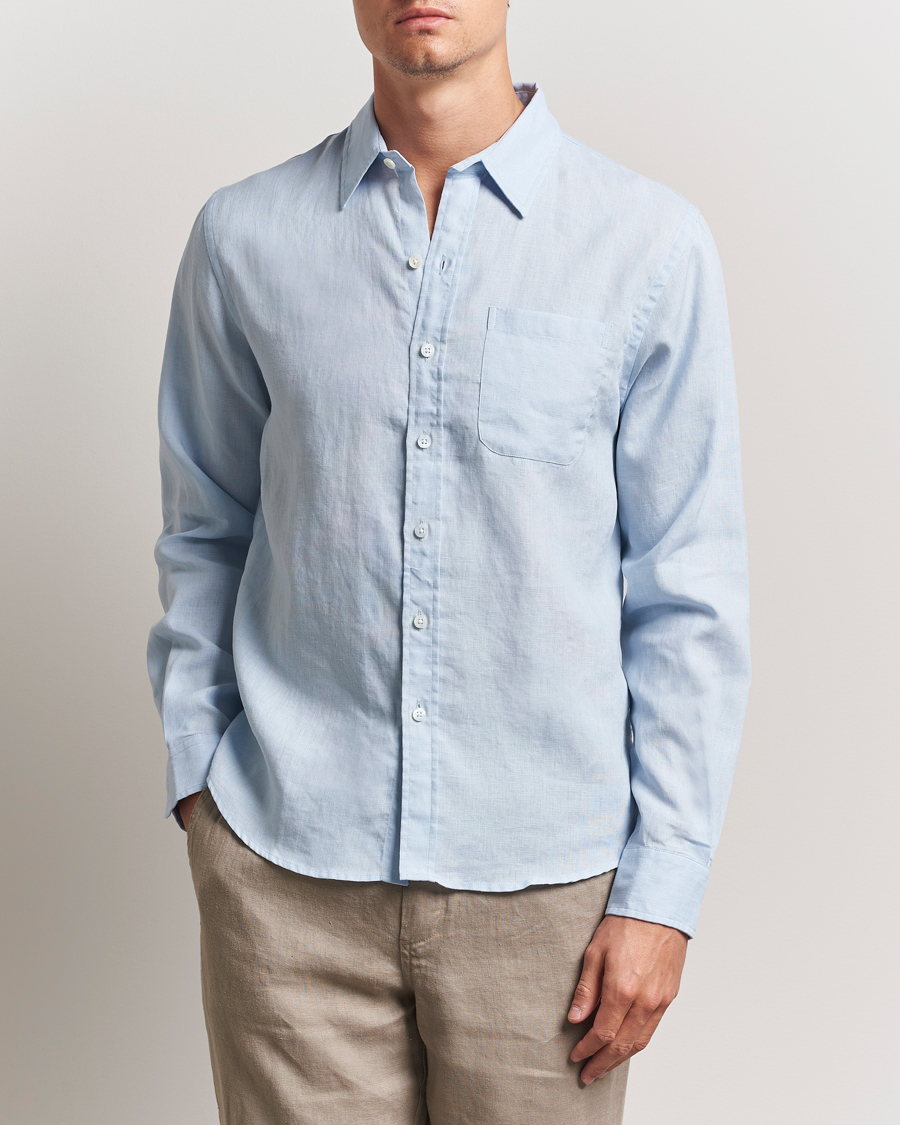 Herren | Hemden | Colorful Standard | Garment Dyed Linen Shirt Polar Blue