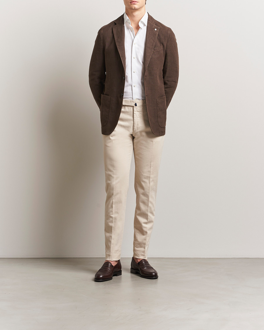 Herren | Sakkos | L.B.M. 1911 | Jack Regular Fit Linen Blazer Dark Brown