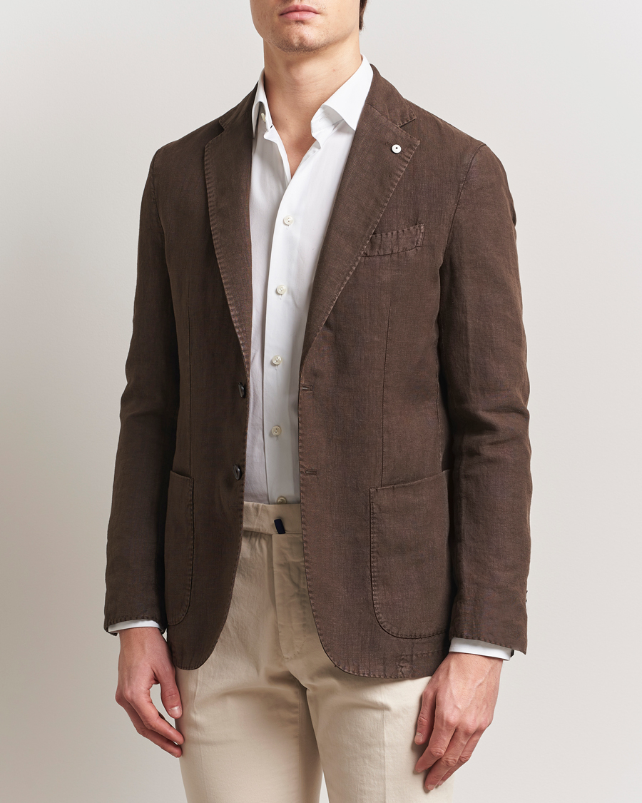 Herren | Sakkos | L.B.M. 1911 | Jack Regular Fit Linen Blazer Dark Brown