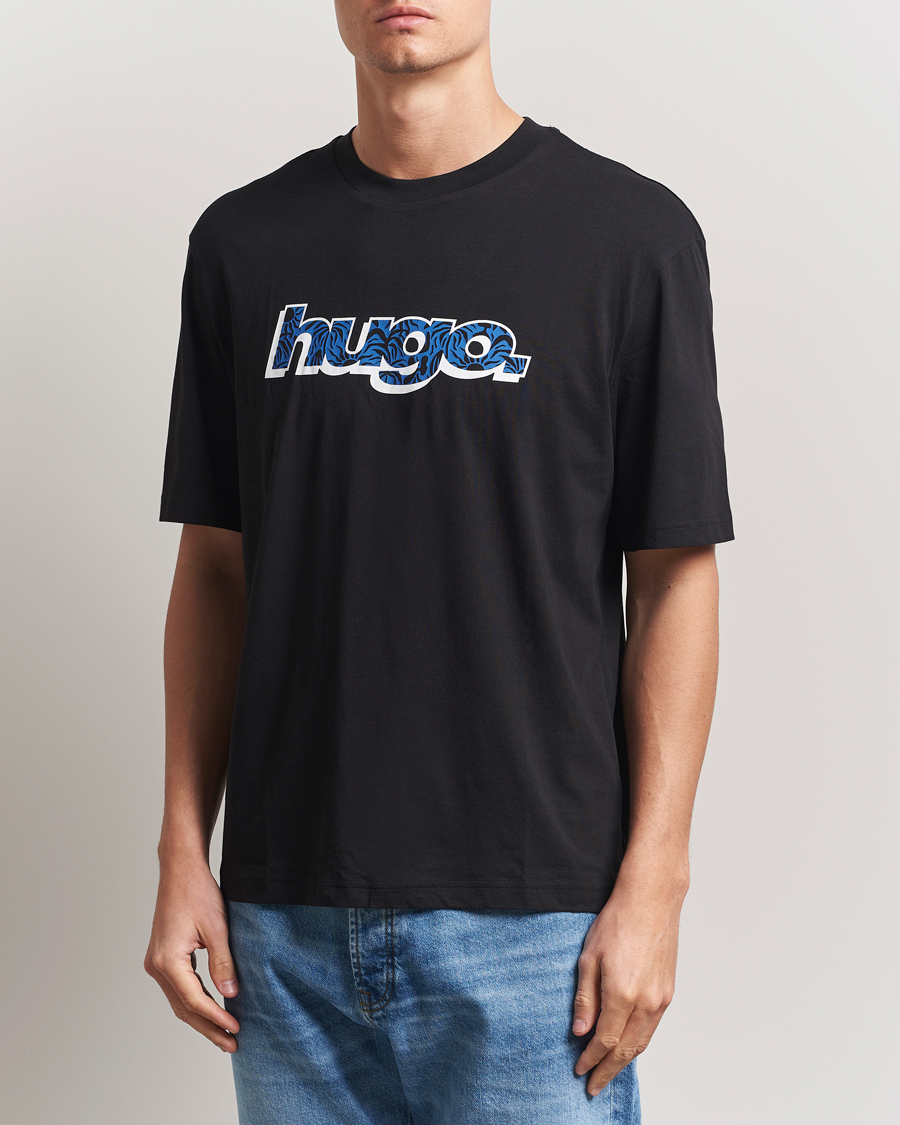 Herren | T-Shirts | HUGO | Nugibol 3D Logo Crew Neck T-Shirt Black