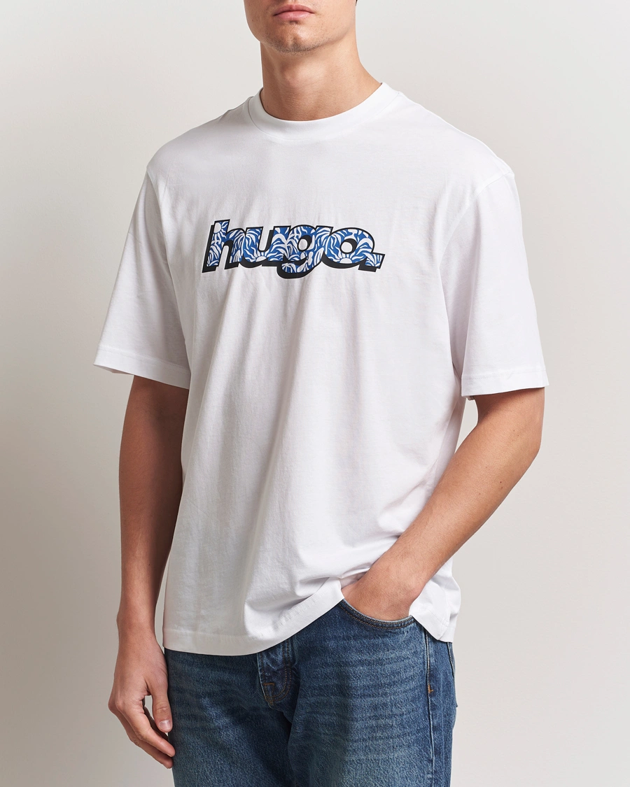 Herren | T-Shirts | HUGO | Nugibol 3D Logo Crew Neck T-Shirt White
