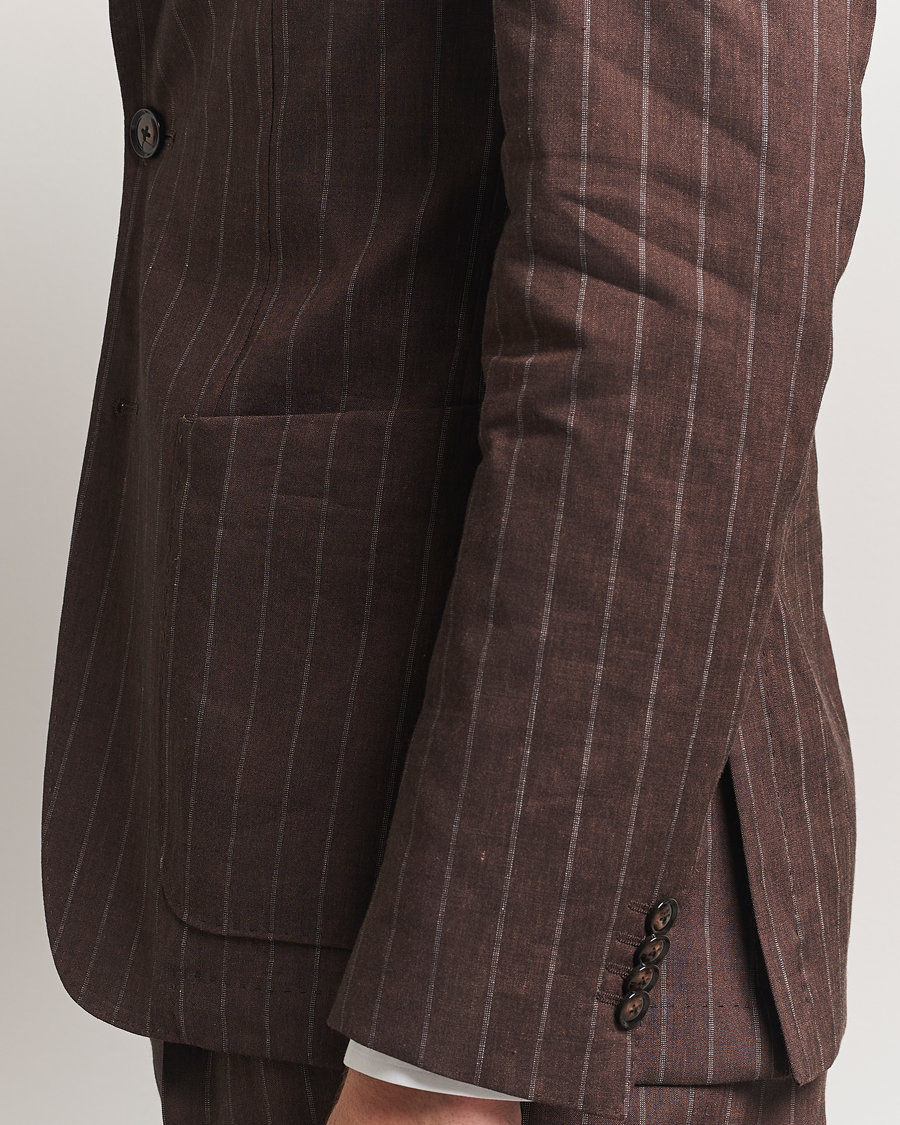 Herren | Anzüge | BOSS BLACK | Hanry Wool Pinstriped Suit Dark Brown