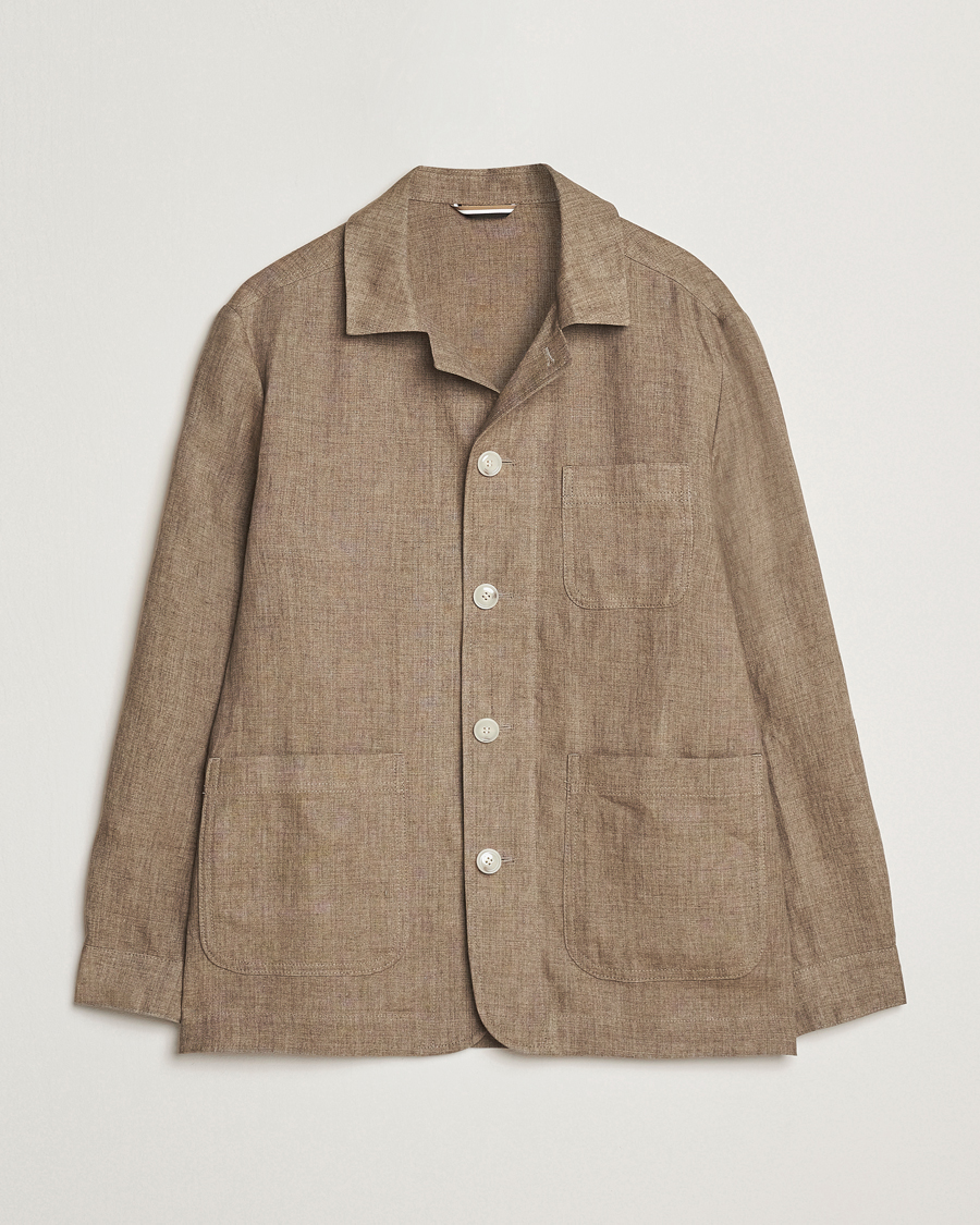 Herren | Jacken | BOSS BLACK | Carper Linen Shirt Jacket Dark Brown