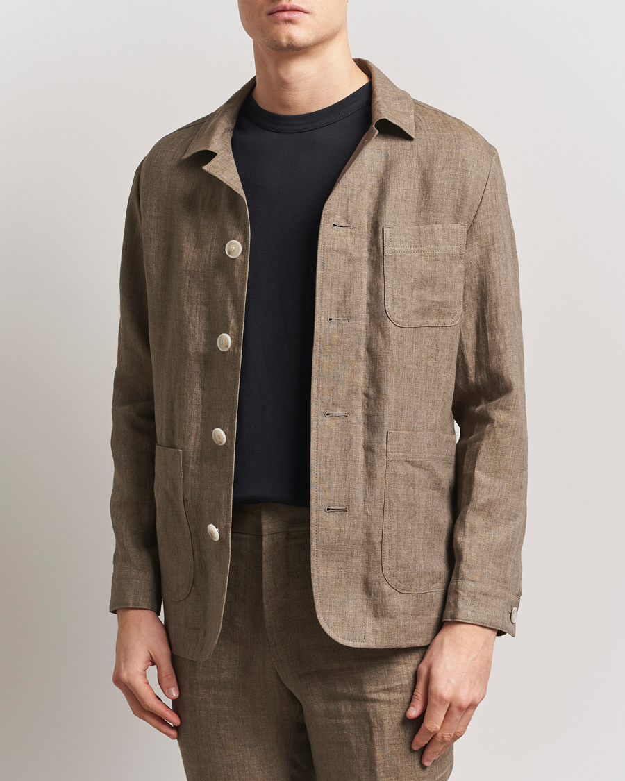 Herren | Jacken | BOSS BLACK | Carper Linen Shirt Jacket Dark Brown