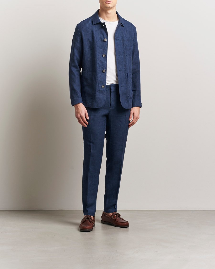 Herren | Jacken | BOSS BLACK | Carper Linen Shirt Jacket Dark Blue