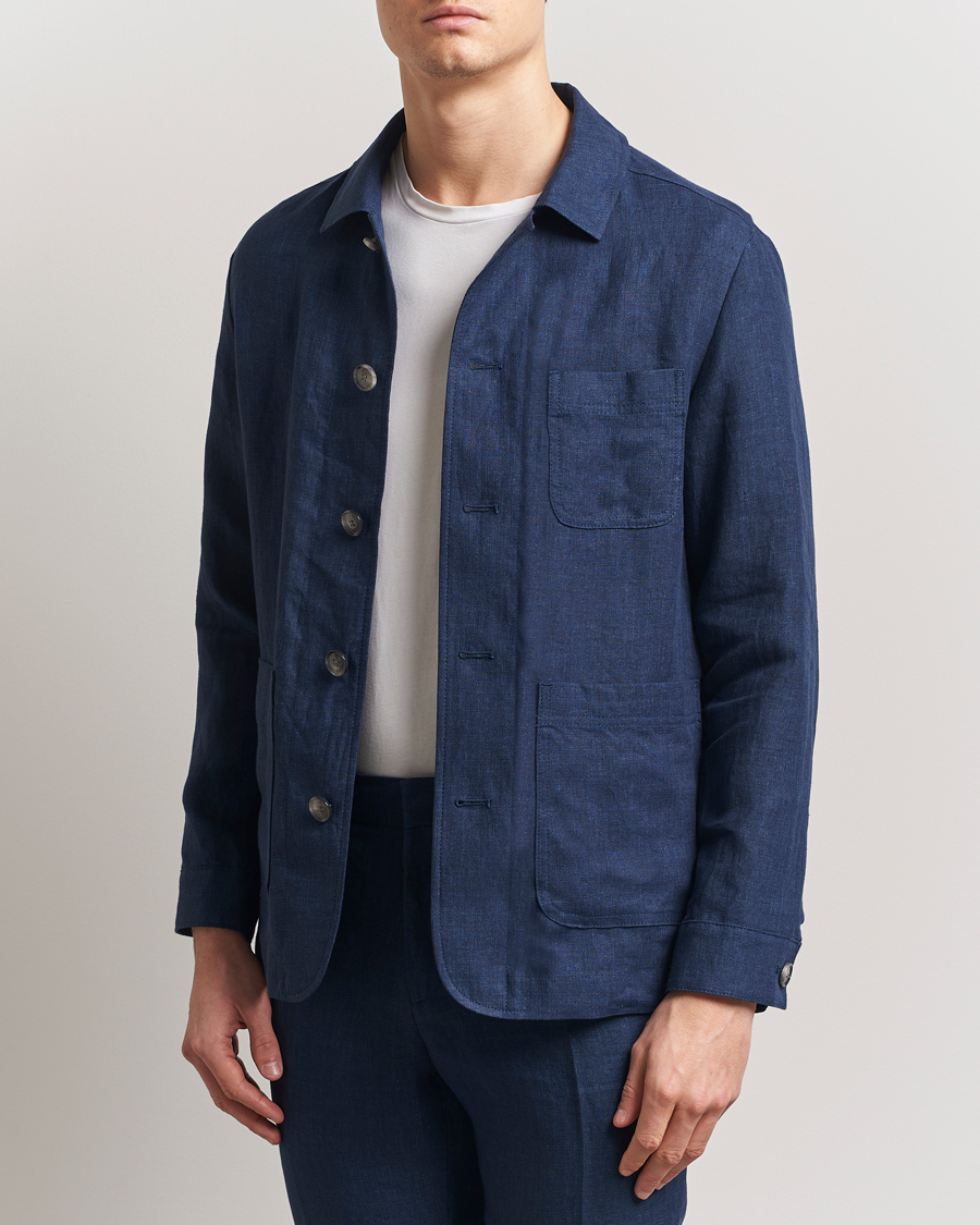 Herren | Jacken | BOSS BLACK | Carper Linen Shirt Jacket Dark Blue
