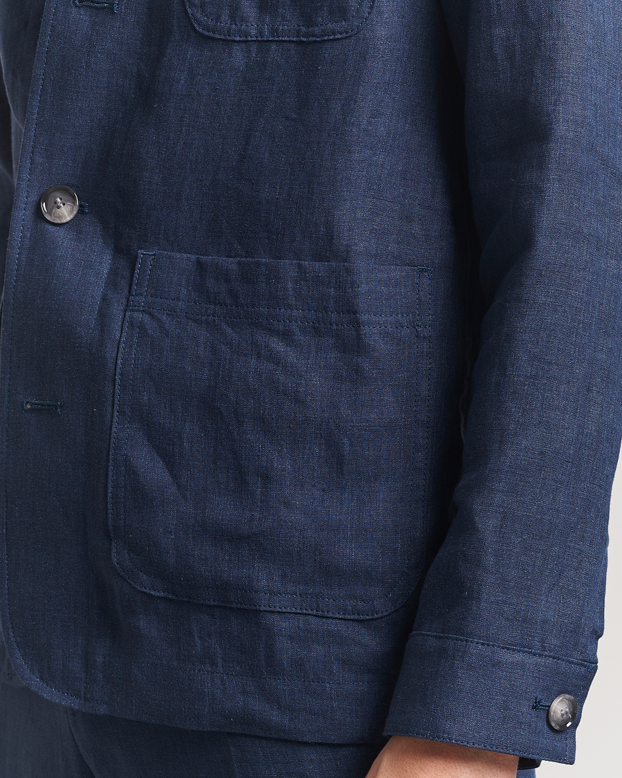 Herren | Jacken | BOSS BLACK | Carper Linen Shirt Jacket Dark Blue