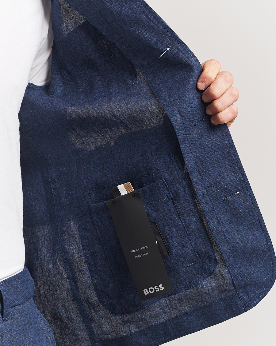 Herren | Jacken | BOSS BLACK | Carper Linen Shirt Jacket Dark Blue