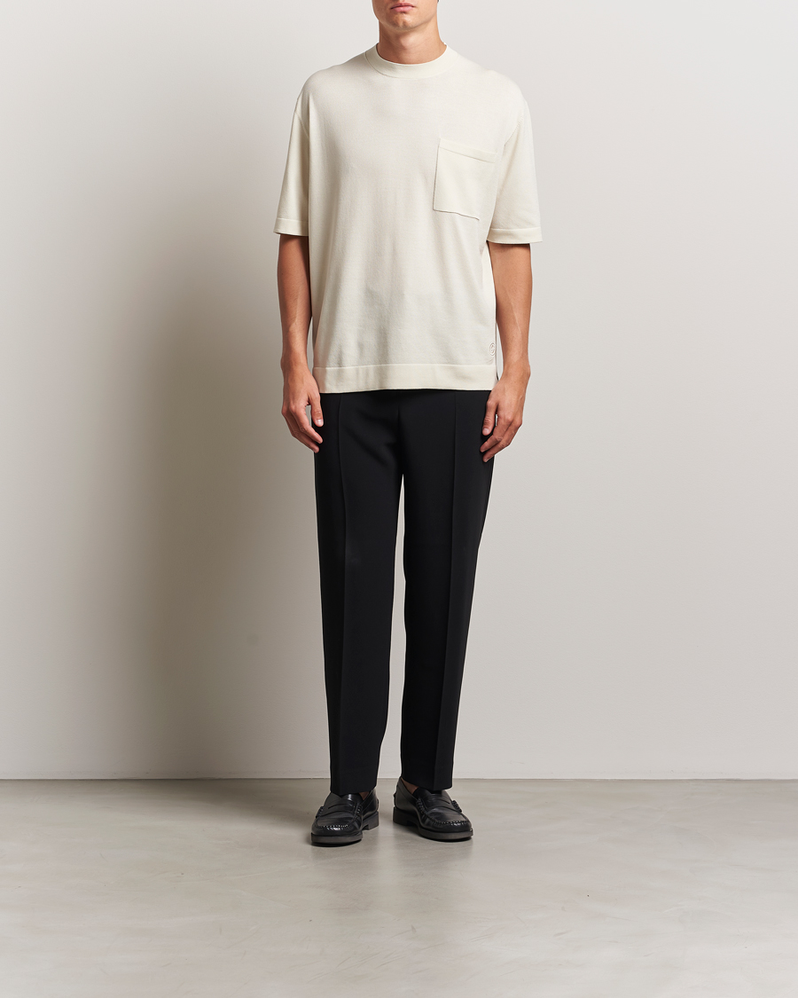 Herren | T-Shirts | BOSS BLACK | Jervaiso Cotton/Silk Knitted T-Shirt Open White
