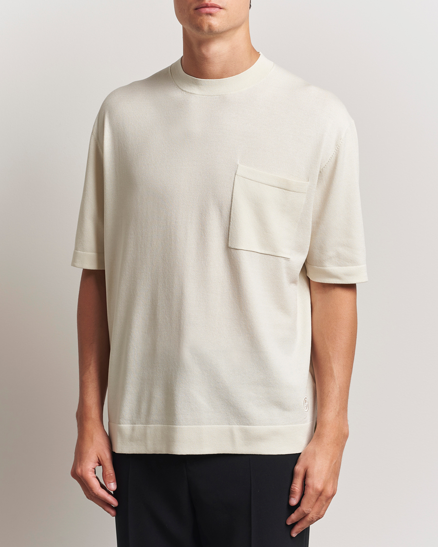 Herren | T-Shirts | BOSS BLACK | Jervaiso Cotton/Silk Knitted T-Shirt Open White