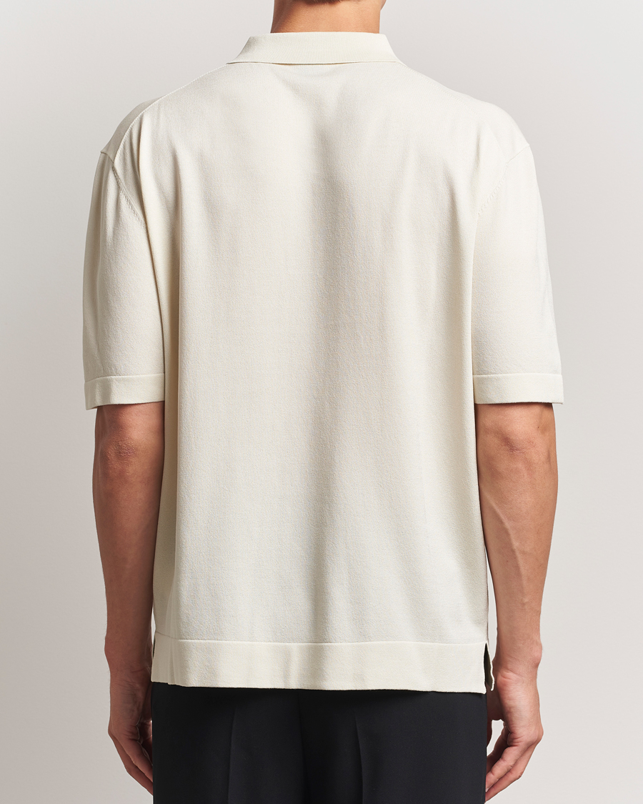 Herren | Poloshirts | BOSS BLACK | Jervasoni Cotton/Silk Knitted Polo Open White